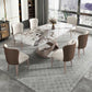 Glam Dining Table Set 1/4/5/7 Pieces Stone Dining Furniture with Chairs Clearhalo 'Dining Room Sets' 'Dining Tables & Seating' 'dining_room_set' 'furn' 'furn_dining_room_set' 'Furniture' 'Kitchen & Dining Furniture' 1200x1200_d6a618a4-1829-47cf-b2f2-acbe1d6a4349