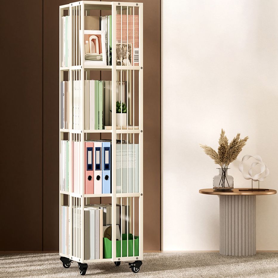 Steel Beige Shelf Bookcase 13.8" Wide Contemporary Bookshelf for Home Office Clearhalo 'Bookcases' 'furn' 'furn_bookcases' 'Furniture' 'Office Furniture' 1200x1200_d6a7a7d3-b491-4147-baaf-06c1e984e892