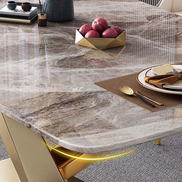 Rectangle Traditional Luxury Table Grey Sintered Stone Table with Gold Pedestal Base Clearhalo ' dining_table' 'Dining Tables & Seating' 'Dining Tables' 'furn' 'furn_dining_table' 'Furniture' 'furniture_dining_table' 'Kitchen & Dining Furniture' 'kitchen&dining_furn' 'kitchen' 'kitchen_dining_table' 1200x1200_d6a872e6-3c5e-4c1b-96f9-86440b99d274