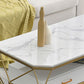 Glam Coffee Table with Glass/Marble Top and 2 Drawers and Iron Base Clearhalo 'Coffee & Accent Tables' 'Coffee Tables' 'coffee_tables' 'furn' 'furn_coffee_tables' 'Furniture' 'Living Room Furniture' 1200x1200_d6a91f13-cf0b-4930-a78d-e836d0aaa874
