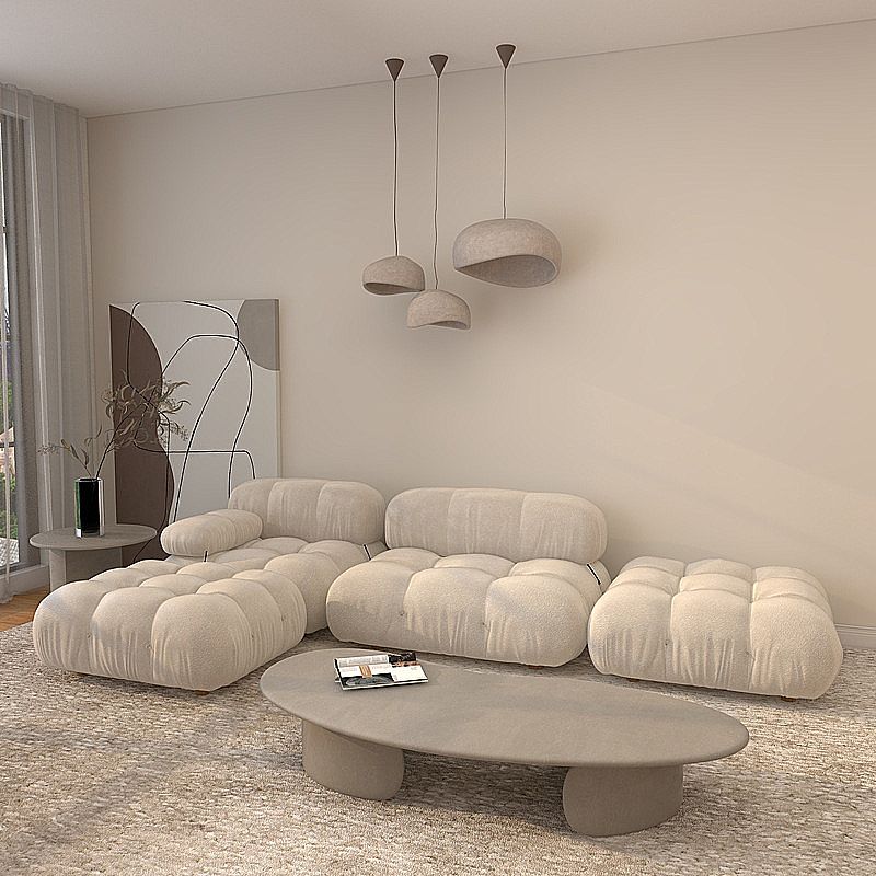 Divano di velluto stazionario contemporaneo cuscinetto cucito di divano bianco