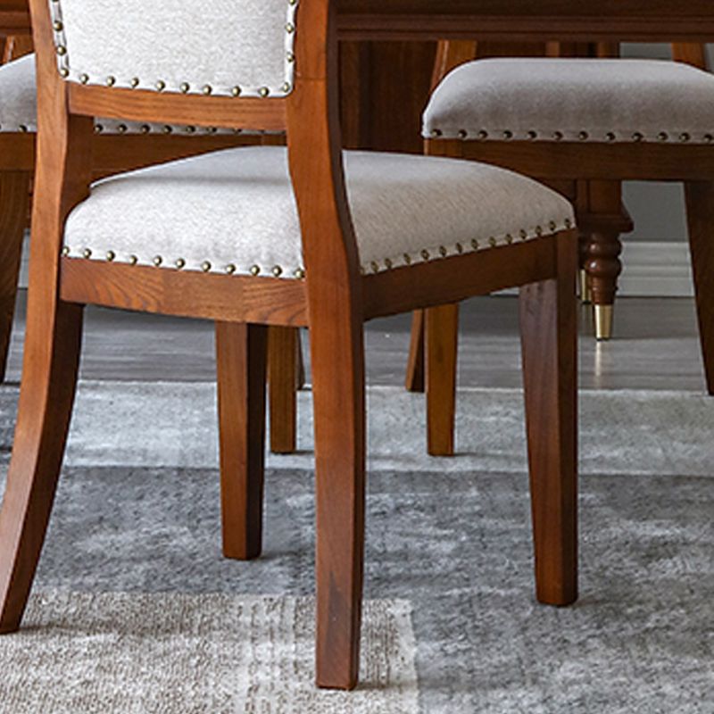Moderne zijstoel gestoffeerde eetkamerstoelen met een houten basis voor eetkamer