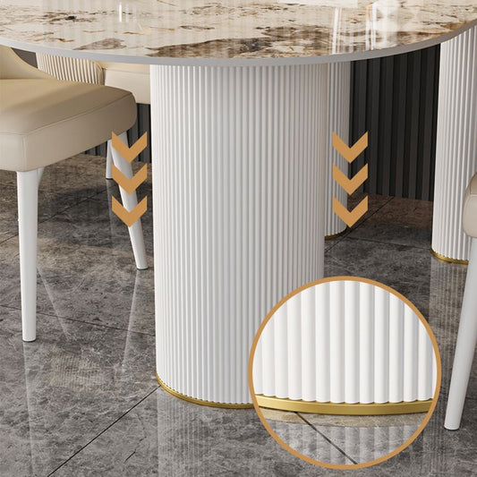 Mesa de comedor de estilo moderno Mesa de piedra sinterizada con base de metal para el hogar