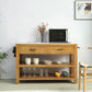 Modern Stationary Kitchen Island table Wood Rectangular Kitchen table with Towel Rack
