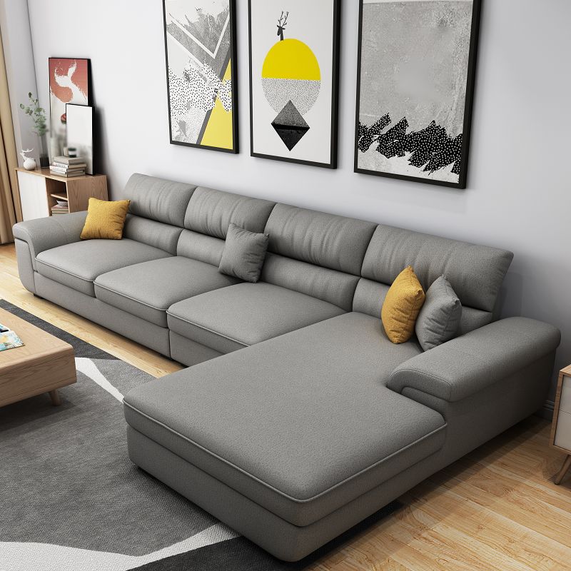 137.8"L x 70.87"W x 37.4"H Removable Cushions Sectionals in Khaki/Blue/Gray Clearhalo 'furn' 'furn_sectionals' 'Furniture' 'furniture_sectionals' 'kitchen' 'kitchen_sectionals' 'Living Room Furniture' 'Sectionals' 1200x1200_d6b6ae1a-3766-48ed-9ff6-a03670232852