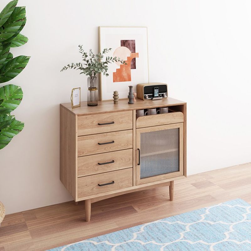 Wooden Sideboard Contemporary Home Side Board with Drawers and Cabinets Clearhalo 'buffet_sideboard' 'Buffets & Sideboards' 'furn' 'furn_buffet_sideboard' 'Furniture' 'Kitchen & Dining Furniture' 1200x1200_d6b722dd-6590-415e-b0cd-d9a9f5d6e8d3