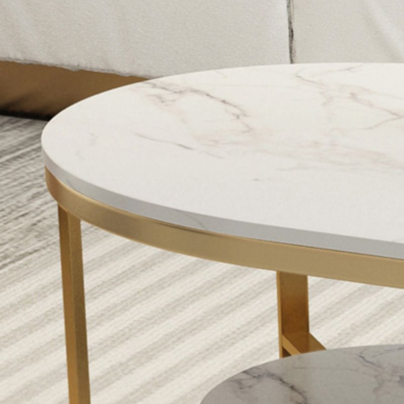 Glam 17.7" H Oval Slate Coffee Table Iron Frame Cocktail Table Clearhalo 'Coffee & Accent Tables' 'Coffee Tables' 'coffee_tables' 'furn' 'furn_coffee_tables' 'Furniture' 'Living Room Furniture' 1200x1200_d6b8262f-70fa-4788-b89a-f0ca195ebb73