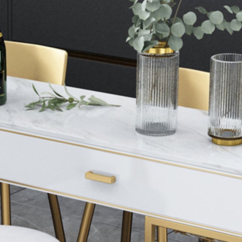 Glam Style Bar Table 42-inch Height Stone Top Pub Table with Two Drawer Clearhalo 'Bar Furniture' 'Bar Tables' 'bar_tables' 'furn' 'furn_bar_tables' 'Furniture' 'Kitchen & Dining Furniture' 1200x1200_d6b95e5c-1546-4706-af4a-d58a041d0922
