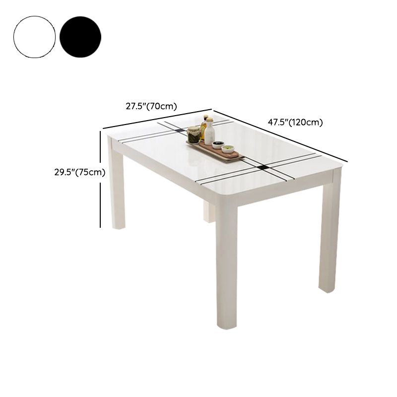 Modern Rectangular Dining Table Glass Tabletop for Living Room