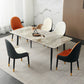 Glam -gestoffeerde eetkamerstoel Faux Leather en Metal Dining Accent Chair