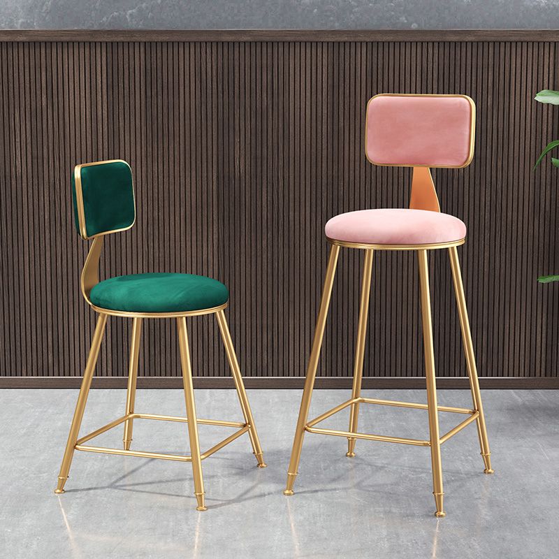 Glam Round Counter Bar Stool Upholstered Backrest Bar Stool with Footrest Clearhalo 'Bar Furniture' 'Bar Stools' 'bar_stools' 'furn' 'furn_bar_stools' 'furniture_bar_stools' 'Kitchen & Dining Furniture' 'kitchen&dining_furn' 'kitchen' 'kitchen_furn' Furniture' 1200x1200_d6ba75a1-4e8f-4146-8f7f-eea00e8b5ecd