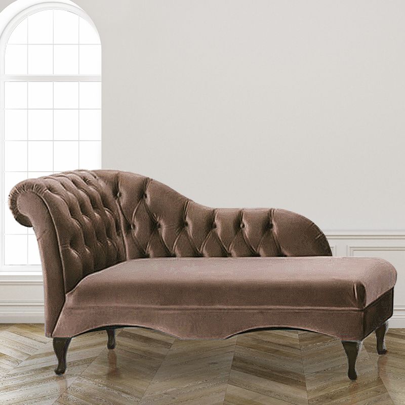 Living Room Rolled Arms Chaise Modern Style Velvet Chaise with Two Arms Clearhalo 'Chairs & Seating' 'Chaise Lounge' 'chaise_lounge' 'furn' 'furn_chaise_lounge' 'Furniture' 'Living Room Furniture' 1200x1200_d6baf241-782b-4b71-8529-248a14ddc2dc