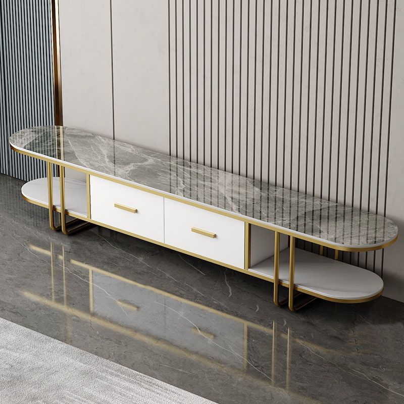 Hedendaagse Slate Top TV Media Console 2 Lades TV Stand Console