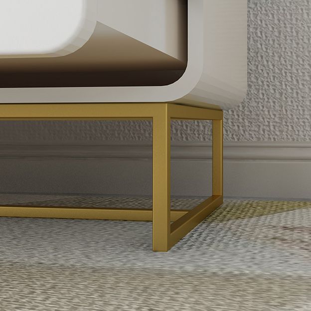 Moderne accentkist met ijzeren basis en massief hout zachte dichte borst