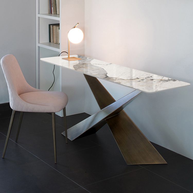 16 inch Wide Modern Accent Table Rectangle Shape Stone Console Table for Hall