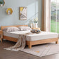 Contemporary Wood Standard Bed, Slat Rectangular Headboard Bed