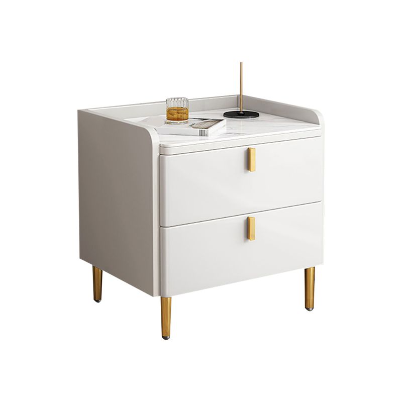 2 Drawers Stone Nightstand Glam Legs Included Bedside Cabinet ,18.5" Tall Clearhalo 'Bedroom Furniture' 'furn' 'furn_night_stand' 'Furniture' 'night_stand' 'Nightstands' 1200x1200_d6c03d2c-bc00-4230-9efb-39ea4685ed72
