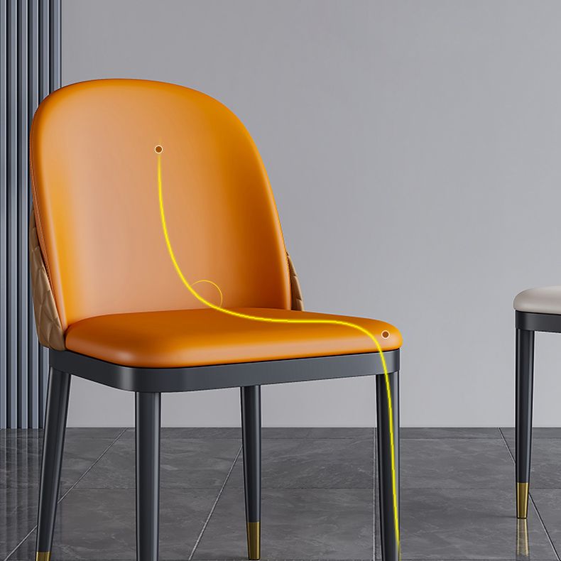 Glam Metal Dining Armless Chair Faux Leather Dining Chairs for Restaurant Use (Set of 2) Clearhalo ' kitchen&dining_furn' 'Dining Chairs' 'Dining Tables & Seating' 'dining_chair' 'furn' 'furn_dining_chair' 'Furniture' 'furniture_dining_chair' 'Kitchen & Dining Furniture' 'kitchen' 1200x1200_d6c1874e-18f3-4852-a44e-aa00cf9ff56a