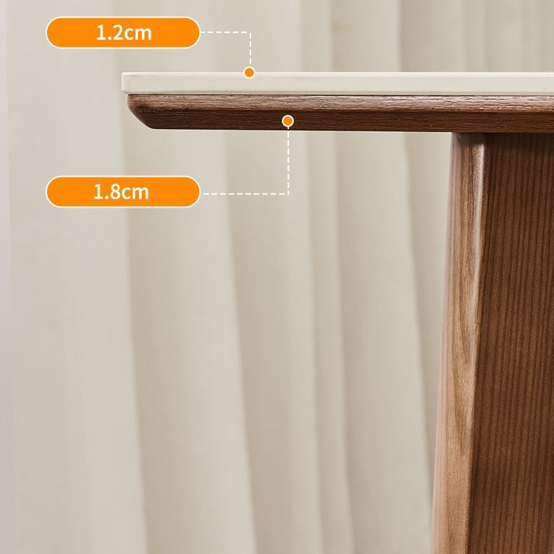 Mesa de comedor rectangular de piedra blanca contemporánea con 4 pies