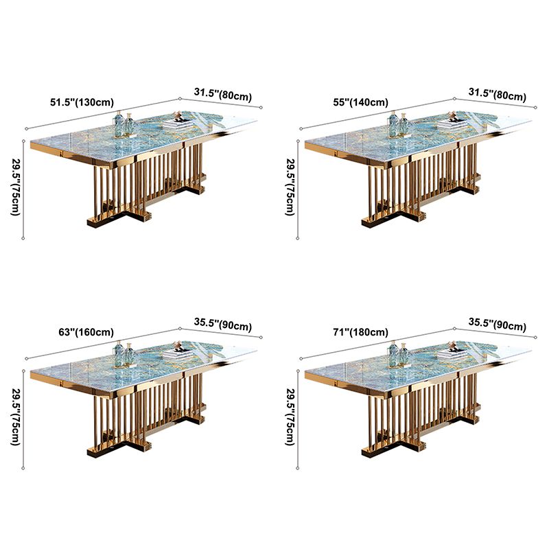 Metal Traditional Luxury Rectangle Dining Table Sintered Stone Top Table with Trestle Clearhalo ' dining_table' 'Dining Tables & Seating' 'Dining Tables' 'furn' 'furn_dining_table' 'Furniture' 'furniture_dining_table' 'Kitchen & Dining Furniture' 'kitchen&dining_furn' 'kitchen' 'kitchen_dining_table' 1200x1200_d6c369b5-7248-4f5a-9732-902333859f26