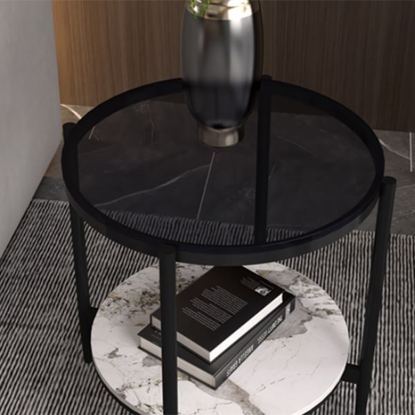 Modernistic 4 gambe rotonde a doppio livello di soggiorno tavolino