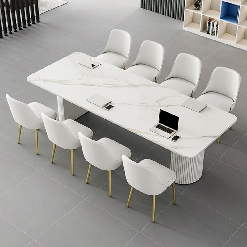 Bureau de tâches en pierre de style moderne Bureau de bureau de forme rectangulaire avec 2 jambes