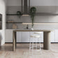 Industrial Wood Bar Table with Specialty Table Top Double Pedestal Table - 41.3" H Clearhalo 'Bar Furniture' 'Bar Tables' 'bar_tables' 'furn' 'furn_bar_tables' 'Furniture' 'furniture_bar_tables' 'Kitchen & Dining Furniture' 1200x1200_d6c5b5d4-08b8-4002-8815-47791f2edc4b
