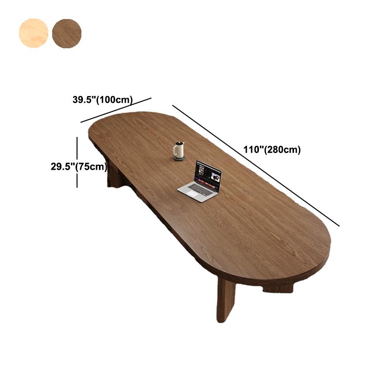 Pine Wood Top Dining Table Modern Oval Dining Table with 4 Legs Clearhalo 'Dining Tables & Seating' 'Dining Tables' 'dining_table' 'furn' 'furn_dining_table' 'Furniture' 'furniture_dining_table' 'Kitchen & Dining Furniture' 'kitchen' 'kitchen_dining_table' 1200x1200_d6c6b7bc-c8da-4850-b657-201dbdf1d3a7