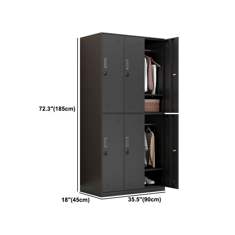 Metal Industrial Cabinet with Hinged Door Black Steel Storage Cabinet for Home Clearhalo 'Armoires & Wardrobes' 'armoires_wardrobes' 'Bedroom Furniture' 'furn' 'furn_armoires_wardrobes' 'Furniture' 1200x1200_d6c6c432-39d5-45a7-a600-fc2a77b0a299