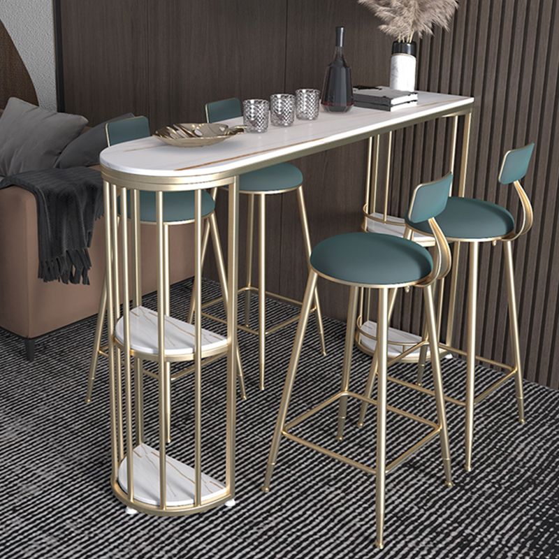 Indoor Oval Pub Dining Set 1/2/3 Pieces Stone and Metal Pub Set with Storage Clearhalo 'Bar Furniture' 'furn' 'furn_home_bar_bar_sets' 'Furniture' 'Home Bars & Bar Sets' 'home_bar_bar_sets' 'Kitchen & Dining Furniture' 1200x1200_d6c702ee-c150-4f0f-8a59-30b48f303791