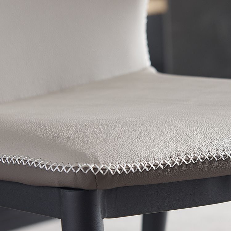 Contemporary Dining Room Chairs Matte Finish Leather Curved Parsons Side Chair