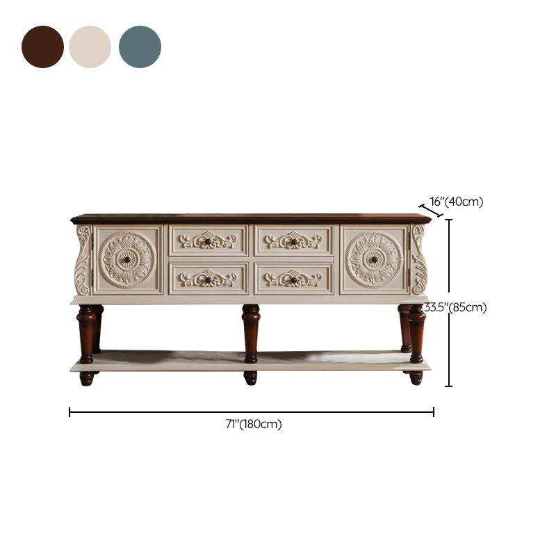 Gabinete de acento de 2 puertas moderno de mediados de siglo 33 "Cofre de madera desgastada de altura con cajones