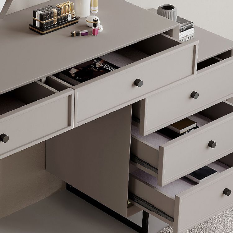 Set da tavolo da toeletta per la scrivania vanità per trucco grigio in piedi