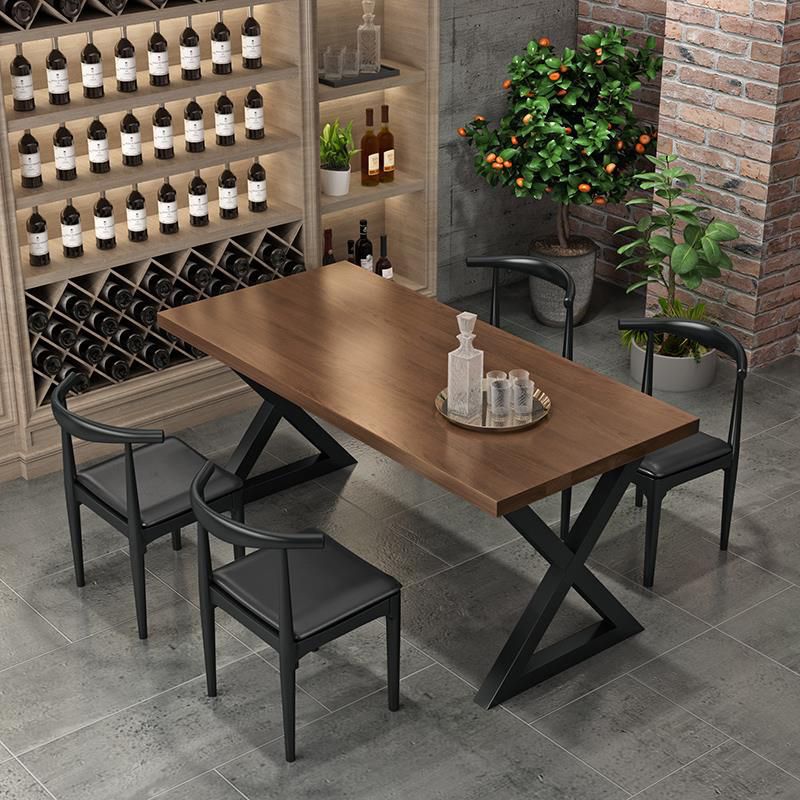 Industrial Dining Wood Table Dining Rectangle Table with Metal Legs