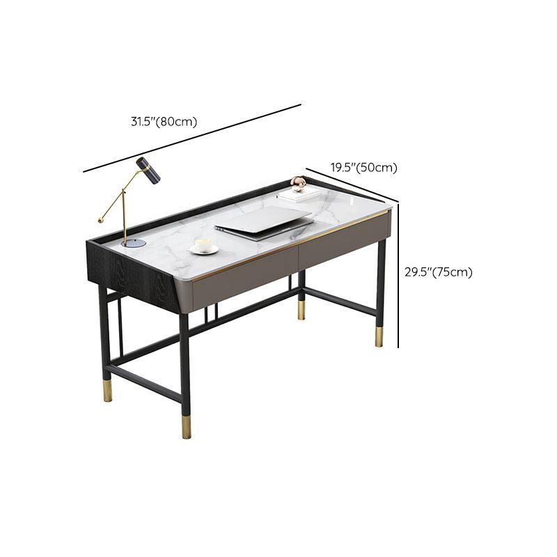 Tavolo da lavoro a forma di rettangolare da casa scrivania in pietra in grigio