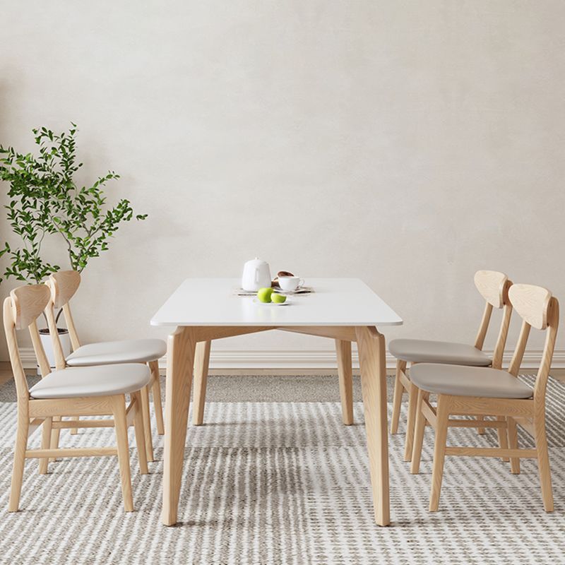 コンテンポラリーダイニングセット1/5 PCSソリッドウッドフレームダイニングテーブルと椅子