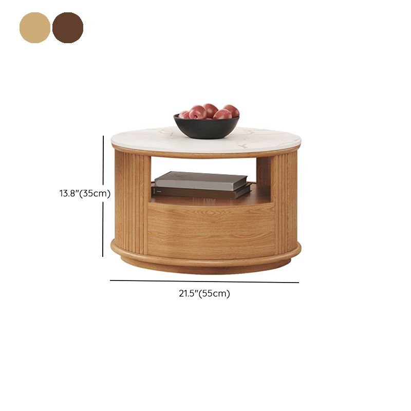 Contemporary Stone Coffee Table Round Coffee Cocktail Table with Storage Drawers Clearhalo 'Coffee & Accent Tables' 'Coffee Tables' 'coffee_tables' 'furn' 'furn_coffee_tables' 'Furniture' 'Living Room Furniture' 1200x1200_d6d59e35-92c3-4456-85f9-861fb4d7a039