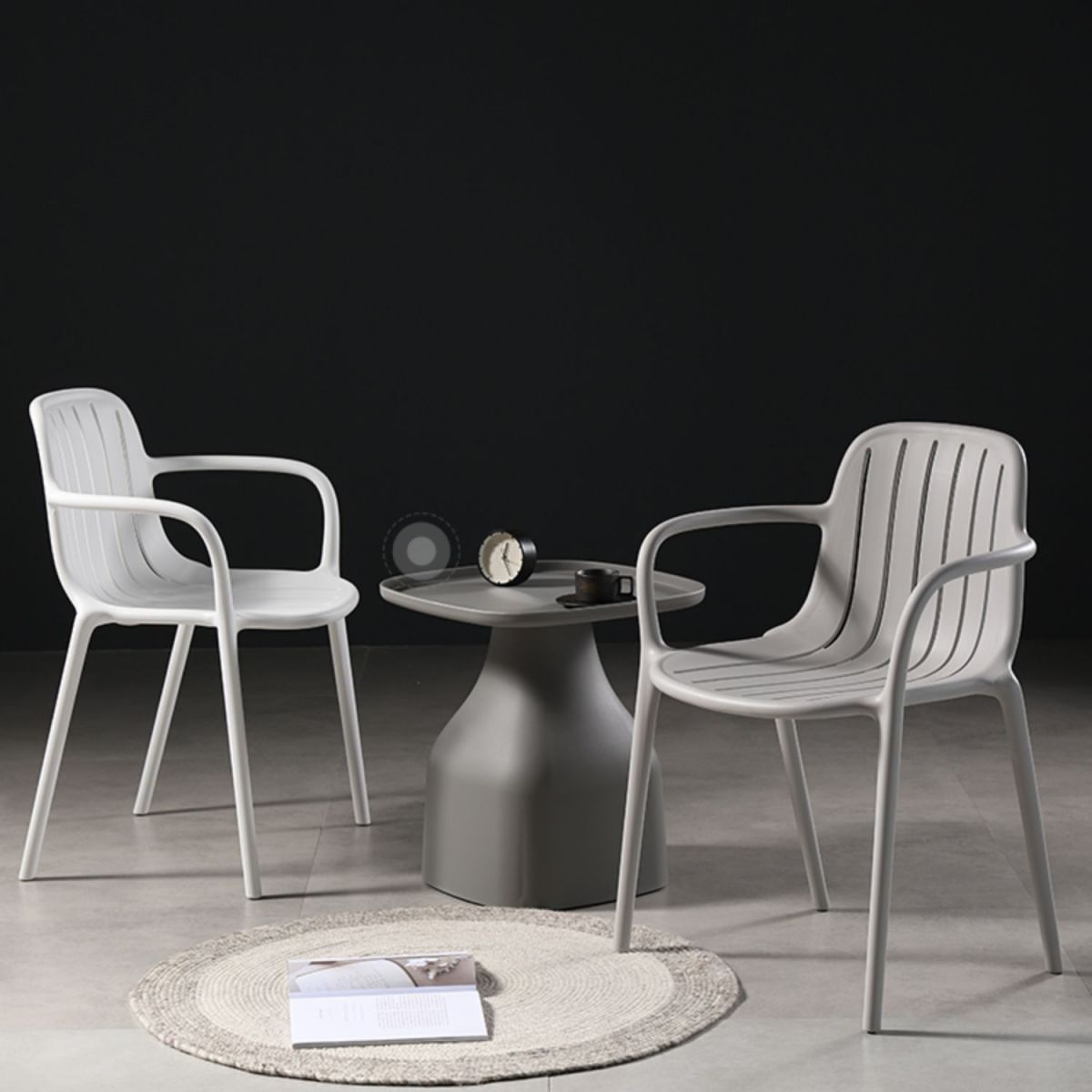 Contemporary Plastic Dining Arm Chair Windsor Back Side Chair for Home Use Clearhalo ' kitchen&dining_furn' 'Dining Chairs' 'Dining Tables & Seating' 'dining_chair' 'furn' 'furn_dining_chair' 'Furniture' 'furniture_dining_chair' 'Kitchen & Dining Furniture' 'kitchen' 1200x1200_d6d65a5e-edf6-45a5-bba9-d80019b8d0f1