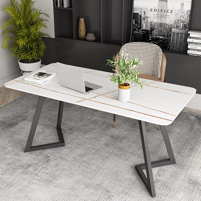 Curved Modern Style Working Table Sintered Stone Writing Table Clearhalo 'Furniture' 'furniture_office_desk' 'Office Desks' 'Office Furniture' 'office_desk' 1200x1200_d6d67a4c-d3eb-466f-8ba9-780726e2b6d0