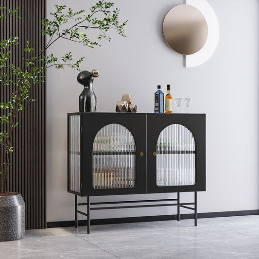 Glass Door Iron Sideboard Glam Server Cabinet with Storage for Living Room Clearhalo 'buffet_sideboard' 'Buffets & Sideboards' 'furn' 'furn_buffet_sideboard' 'Furniture' 'Kitchen & Dining Furniture' 1200x1200_d6da5ccd-1b90-41ac-8379-e4f0219f0f2f