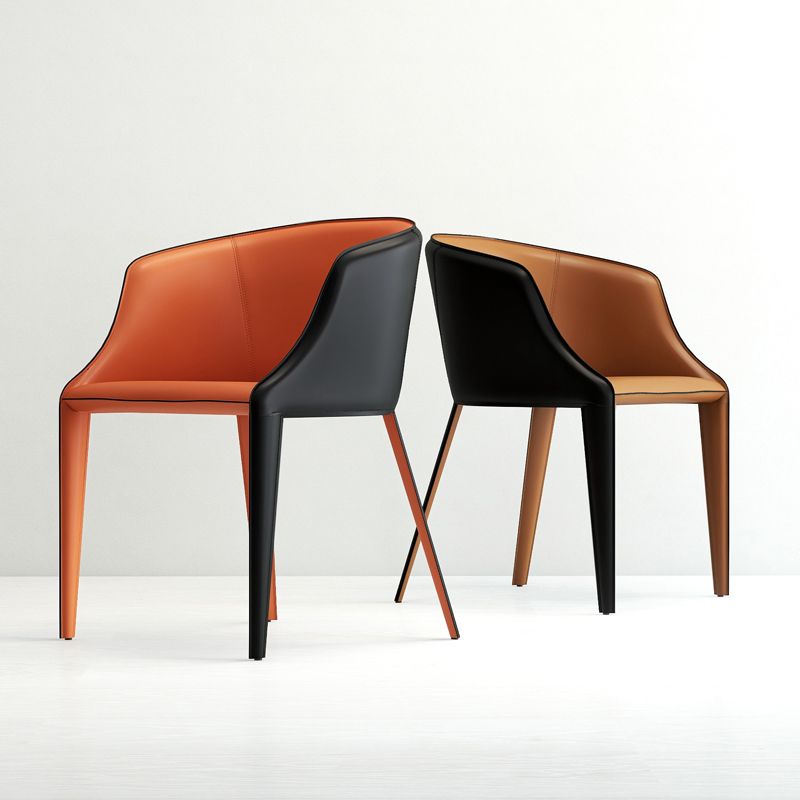 デザイナーホテルレザーアームチェアマット仕上げソリッドバックダイニングチェア