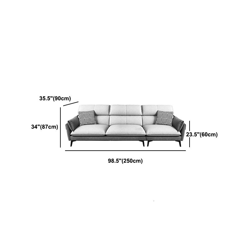 Contemporary Faux Leather Square Arm Sofa Sewn Pillow Back Sfa