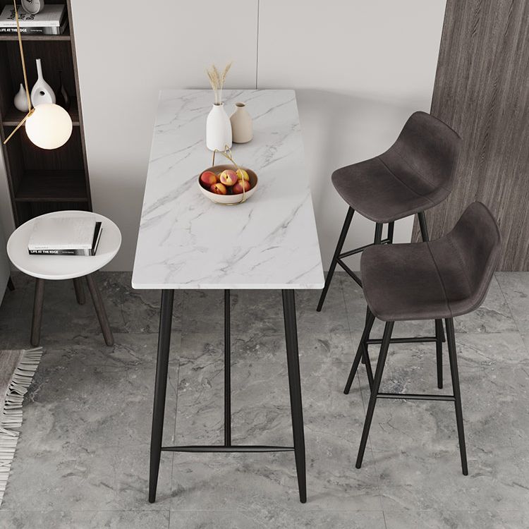 Industrial Black Metal Bar Table Rectangle Top 41.3"H Bistro Table with Footrest Clearhalo 'Bar Furniture' 'Bar Tables' 'bar_tables' 'furn' 'furn_bar_tables' 'Furniture' 'furniture_bar_tables' 'Kitchen & Dining Furniture' 1200x1200_d6dc83c6-01c7-4a36-a057-1bc6554f32ae