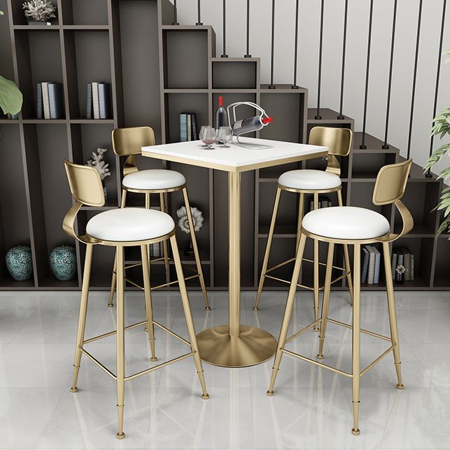 Glam Style Gold Iron Bar Table 19.6"W Top Marble Indoor Bistro Table with Pedestal Clearhalo 'Bar Furniture' 'Bar Tables' 'bar_tables' 'furn' 'furn_bar_tables' 'Furniture' 'furniture_bar_tables' 'Kitchen & Dining Furniture' 'kitchen&dining_furn' 'kitchen' 1200x1200_d6dea39f-f35c-41b0-9e7c-336442eb0d95