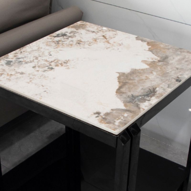 Modern Grey 58/52 Tall End Table Square Slate Top Block Side Table with Storage