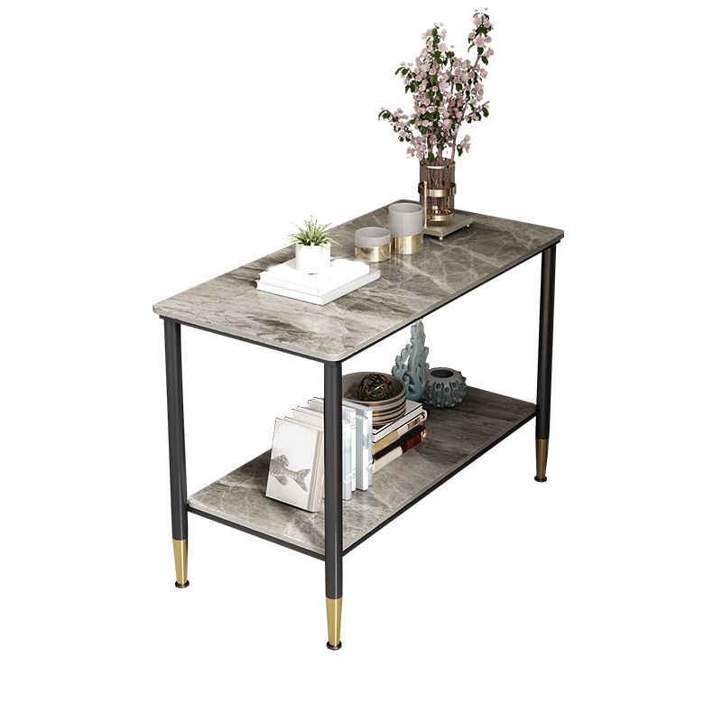 長方形の石4脚サイドテーブル21.65インチの高さのワンシェルフエンドテーブル