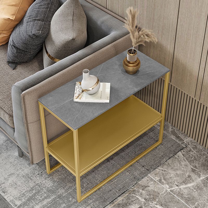 Mesa de basado de trineo de hierro de 21.6 "de altura de la mesa lateral rectangular de pizarra rectangular con estante