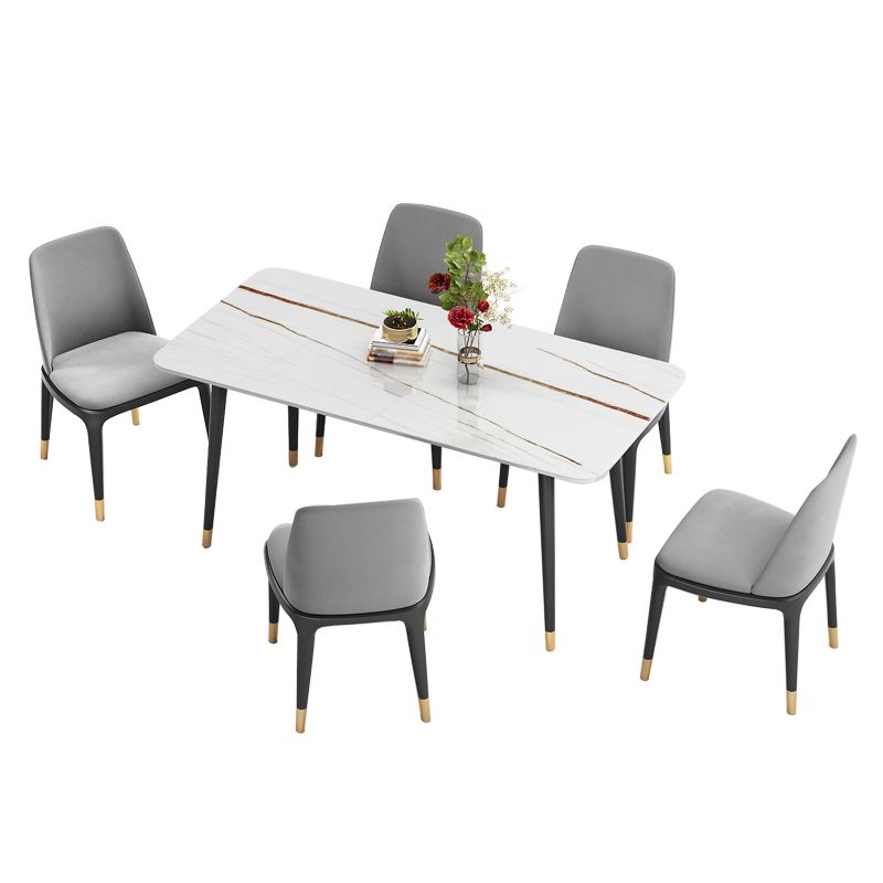 Metal and Stone Table Glam Style Minimalist Home Rectangular Dining Table Clearhalo 'Dining Tables & Seating' 'Dining Tables' 'dining_table' 'furn' 'furn_dining_table' 'Furniture' 'Kitchen & Dining Furniture' 1200x1200_d6e3f780-a745-4db7-980f-4ce9791e9c48