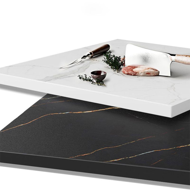 Table en ardoise ovale de style moderne avec table basse de base carrée en métal