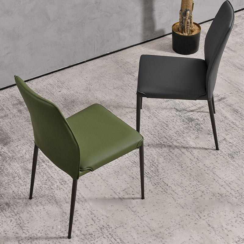 Faux Leather Parsons Dining Chair Dining Room Upholstered Chair Clearhalo 'Dining Chairs' 'Dining Tables & Seating' 'dining_chair' 'furn' 'furn_dining_chair' 'Furniture' 'Kitchen & Dining Furniture' 1200x1200_d6e7c055-ef9d-4444-99d4-af761c303772